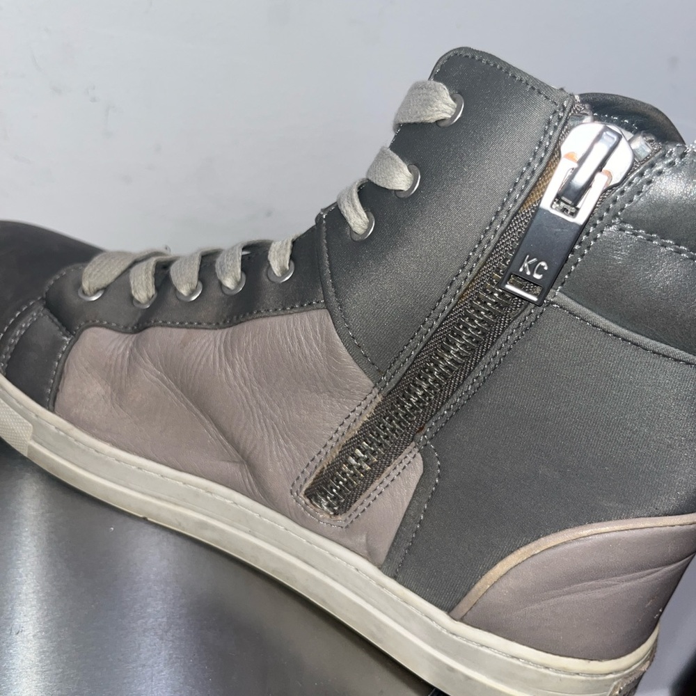 Gray leather high top sneakers - Picture 5 of 6